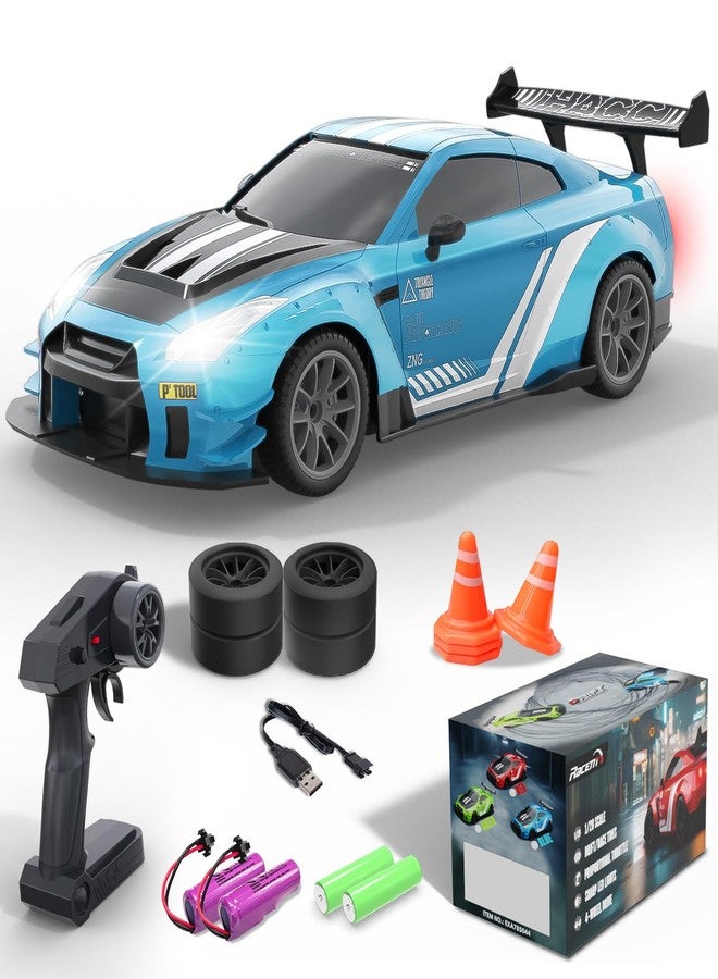 RACENT RC Drift Car, 1:20 Scale Remote Control Car with LED Lights, 2.4GHz 20KM/H 4WD High Speed RC Vehicle, Racing & Drifting Tires, Two Batteries, Toy Idea Gift for Adults Boys Girls and Kids (Blue) - Image 1
